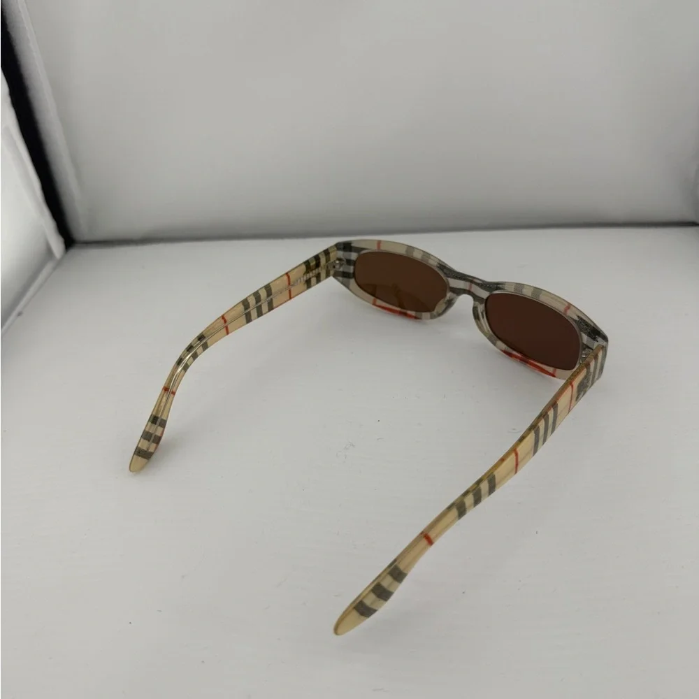 Burberry Beige Tartan Check Sunglasses with Brown Lenses - Picture 8 of 10